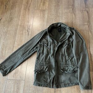 GAP Men's Military-Style Field Jacket in Olive Green